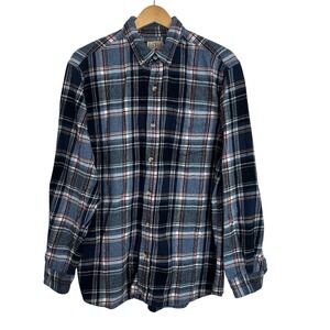 Red Head Plaid Flannel Shirt Mens Large Blue Red Long Sleeve Button Down Outdoor